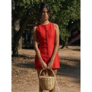 Commense Button-Front Sleeveless Short
Dress Red size L/8-10
